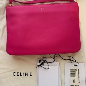 Celine Trio Small Fuchsia Pink Crossbody Handbag